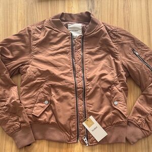 NWT medium Pull & Bear Copper Brown Bomber Jacket